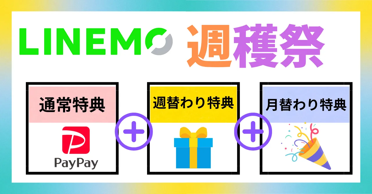 LINEMOキャンペーン週穫祭通常特典週替わり特典月替わり特典